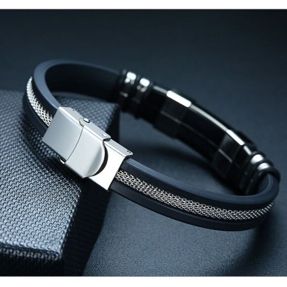 💎OS04 👫.Gorgeous Unisex Stainless Steel & Titanium Healing Bracelet - Picture 15 of 17